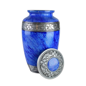 Urnas de cremación de Metal de diseño atractivo, urna de cenizas hecha a mano para cenizas humanas adultas, urnas de cremación de Color azul - Product Image 1
