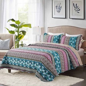 Ensemble de couvre-lit trois pièces imprimé numérique 3D floral moderne taie d'oreiller textile maison avec fleurs de mandala - Product Image 2