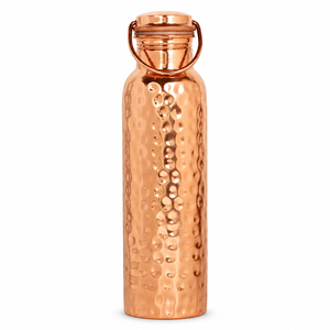 Handcrafted 100% Pure Copper <b>Water</b> <b>Bottle</b> with Hammered Finish Handle Food Contact Safe Portable Classic Design for Outdoor Use - Product Image 1