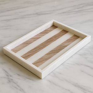 Bandeja de mármol a rayas con secciones en blanco y negro Bandeja de servicio decorativa de lujo para aperitivos Aperitivos - Product Image 6
