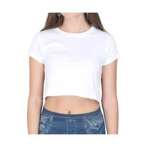 Camiseta Corta de Moda para Mujer, 100% Algodón, Corte Ajustado, Casual, Manga Corta, Transpirable, Teñida, Ideal para Verano - Product Image 3