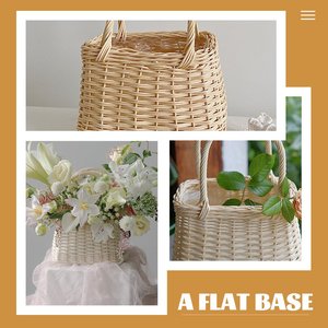 Tienphong Wholesale Rectangular Handwoven Rattan <b>Small</b> <b>Basket</b> with <b>Handle</b> for Flower Gifts in Beige - Product Image 4