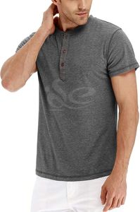 เสื้อยืดผู้ชายผ้าไมโครไฟเบอร์ผ้าคอตตอน100% ทรงสลิมฟิตวินเทจคอกลมติดกระดุมเสื้อแนวสตรีทผ้าถักลาย - Product Image 3