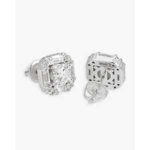 ต่างหูทอง 14K สี D ประดับเพชรโมอิสซาไนต์ทรงบาแกตต์แบบฮาโล - Product Image 4