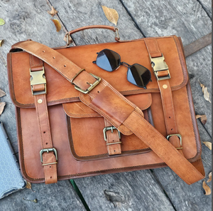 Porte-documents en cuir pour ordinateur portable personnalisé hommes, monogramme croix corps ordinateur fronde cadeaux pour lui porte-documents en cuir homme - Product Image 1