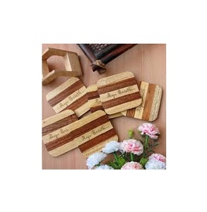 Posavasos de Madera Natural Cortados con Láser, Simples, Estilo Mármol, OEM, Sublimables, Absorbentes, Navideños, Modernos, Marca TQC - Product Image 4