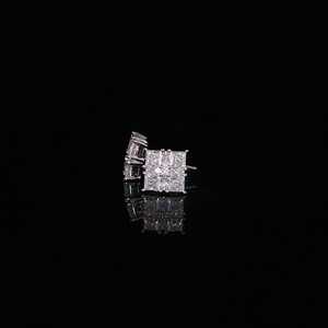 Princess Cut Moissanite Diamond 925 <b>Silver</b> <b>Stud</b> Earrings With Secure Screw Back Fine Earring For Women Everyday Wear - Product Image 1