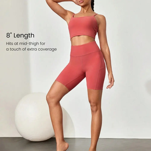 Short de yoga sans couture de haute qualité pour femmes, respirant, vêtements de sport actifs avec motif solide OEM personnalisé du Pakistan - Product Image 6