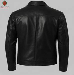 Blouson d'hiver décontracté pour homme en cuir synthétique fait main, style vintage motard avec col montant et fermeture éclair - Product Image 5