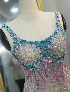 Robe Cape antistatique brodée pour dames, conçue gracieusement, perles de soirée de club, cristal perlé en organza respirant - Product Image 3