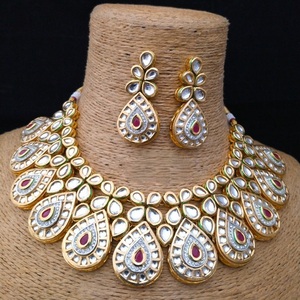 Diseñador Original Kundan collar conjunto pendientes mejor calidad chapado en oro clásico latón joyería para bodas fiestas compromisos - Product Image 1