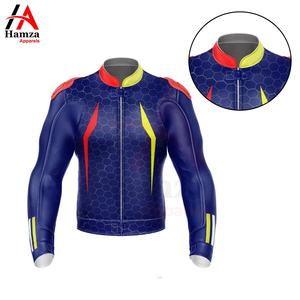 ชุดกีฬาแข่งรถหนัง PU คุณภาพดีดีไซน์ใหม่แจ็กเก็ตมอเตอร์ไซค์สีฟ้ากันลมโดย Hamza - Product Image 5
