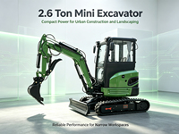 Mini-excavatrice à chenilles CASDE 2,6 tonnes à queue zéro, avec pompe et moteur hydrauliques contrôlés par PLC, moteur EPA Euro 5 pour ferme et jardin