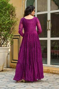 Ensemble de robe de designer ethnique pour femmes bordure en dentelle évasée Kurta Salwar Kameez comprenant Dupatta séchage rapide toutes les saisons indien pakistanais - Product Image 5