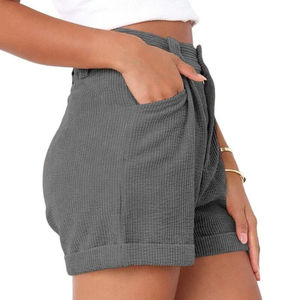 Pantalones cortos de pana de cintura alta personalizados para mujer con detalles de botones pantalones cortos transpirables de verano con bolsillos y sueltos - Product Image 4