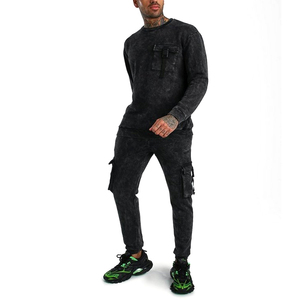 Ensemble pantalon de survêtement et sweat-shirts brodés OEM pour hommes Sport Gym Ensemble deux pièces uni de haute qualité Jogger personnalisé Costumes de survêtement pour hommes - Product Image 1