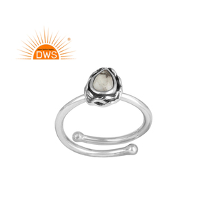 Hot Selling Oxidized Sterling Silver Natural Howlite Gemstone <b>Adjustable</b> <b>Ring</b> Custom Jewelry Manufacturer - Product Image 1