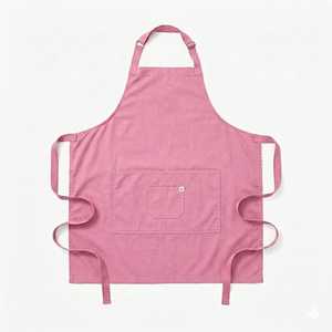 Classic Blue Cotton Bib <b>Apron</b> With Pocket Machine Washable For <b>Cooking</b> Daily Use - Product Image 5