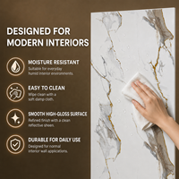 Panel de Revestimiento de Pared de PVC con Acabado Brillante, Diseño de Mármol con Vetas Doradas Beige Blanco MORLENX, para Decoración Moderna de Hogares y Hoteles