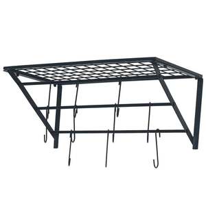 ชั้นวางหม้อโลหะแบบติดผนังใหม่สำหรับฝาหม้อและที่แขวนกระทะราวแขวนติดผนังชั้นวางของในครัว - Product Image 1