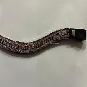 ที่มีคุณภาพสูงอุปกรณ์ม้าอานผลิตภัณฑ์ที่ทำด้วยมือคลื่นรูปร่างหนังม้าคิ้ววงที่มีสีชมพูอ่อนและคริสตัลใส Bling - Product Image 6