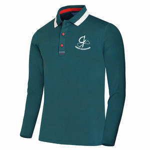 100% algodón Slim-Fit patrón sólido manga larga para camisetas de polo logotipo impreso personalizado polos de golf - Product Image 2