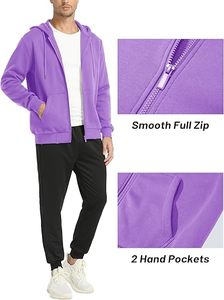 Classic Cotton Fleece Zip Hoodie Moda Estilo de gran tamaño Unisex Winter Streetwear - Product Image 3