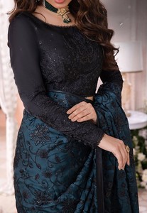 Nouveauté, sari indien pakistanais de designer, design personnalisé, séchage rapide, léger, longueur au sol, haute qualité, pour femmes, fête, mariage - Product Image 2