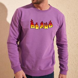 Sweat surdimensionné uni pour hommes Sweat à capuche à col rond en coton épais Pull ample Streetwear Wear - Product Image 1
