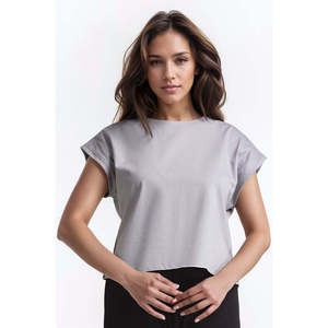 Camiseta de Jersey 100% Algodón para Mujer WM-KTP-SS24-045, Corte Regular, Básica, Transpirable, Ropa Casual, OEM ODM - Product Image 2