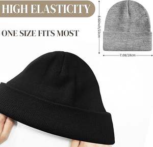 Por encargo en Pakistán Venta al por mayor de invierno Gorros Sombrero Precio barato Diseño liso de alta calidad de invierno Unisex Beanie Cap - Product Image 3