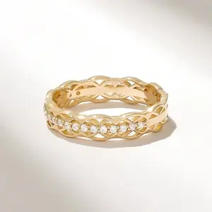 女性のためのトップグレードにインスパイアされた結婚指輪ユニークなインフィニティラボ成長ダイヤモンドケルトノットリングバンド販売のため