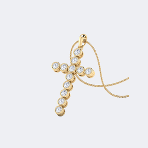 Collar con Colgante de Diamantes en Forma de Cruz con Engaste de Bisel y Diamantes Redondos de 1.40 CTW - Product Image 4