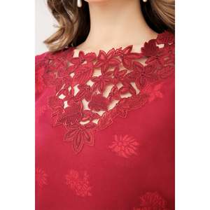 Ensemble 3 pièces élégant pour femme, manches longues, en jacquard brodé floral respirant, organza/soie/coton UF-300, printemps/été - Product Image 3