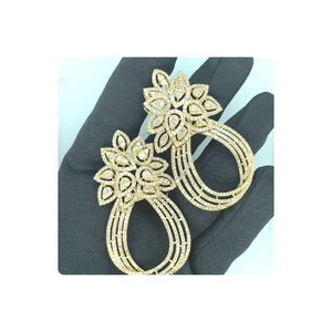 Pendientes de diseñador de oro amarillo de 14kt con diamantes de laboratorio Pendientes de diamantes de lujo - Product Image 5