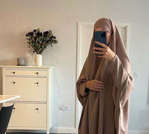 Nouveau modeste Jilbab prières taille libre islamique Thobe robe crêpe grande taille solide motif parole longueur naturel taille poche - Product Image 4