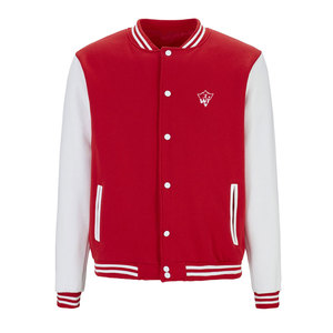 Men Letterman Jacket Wool Body Contrast Sleeves <b>Covered</b> <b>Button</b> Closure Casual Street Fashion Lightweight Warm Outerwear Apparel - Product Image 1