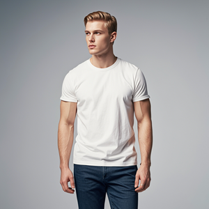 100% coton uni à manches courtes épais poids lourd Logo personnalisé imprimé surdimensionné hommes T-Shirt tissu tissé motif solide - Product Image 1