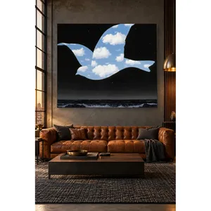 Fida Ren Magritte Impression sur toile d'un oiseau enceinte de nuages dans le ciel nocturne - Product Image 3