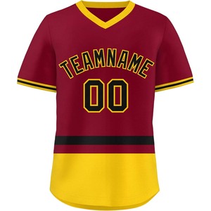 Fabricant de maillots de baseball de haute qualité Chemises de softball à col en V personnalisées avec maille évacuant l'humidité et broderie - Product Image 4