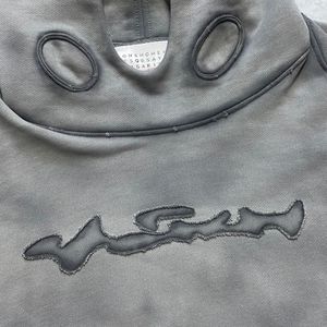 Heavy Oversize Acid Wash Vintage Unisex Plain 100% Cotton 330G Pullover Hoodie para hombres - Product Image 4