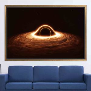 Modern Outer Space <b>Canvas</b> Art: Elegant Black Hole Print,GOLD <b>FRAMED</b> <b>CANVAS</b> - Product Image 1