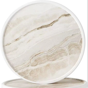 Plateau rond en résine marbrée, style très vendu, fait à la main, plateau de service décoratif, sous-verre, plateau organisateur pour coiffeuse et table - Product Image 1