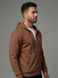 Veste à capuche zippée personnalisée pour homme, sweat-shirt décontracté à manches longues avec poche avant pratique, vêtements en gros - Product Image 2