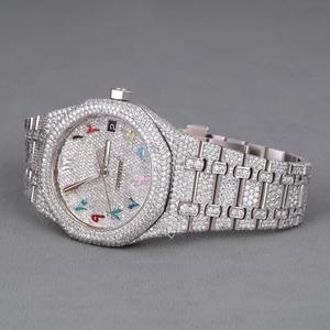 Reloj de Pulsera para Hombre, Totalmente Cubierto de Diamantes Moissanite VVS, Fabricado en Acero Inoxidable de Lujo, Estilo Hip Hop, Personalizado - Product Image 1