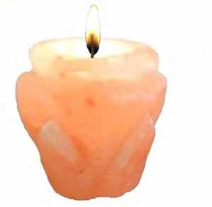 Lámpara de forma pequeña de sal del Himalaya, artesanías naturales ecológicas únicas de Pakistán para regalos de boda, portavelas decorativo para el hogar - Product Image 1