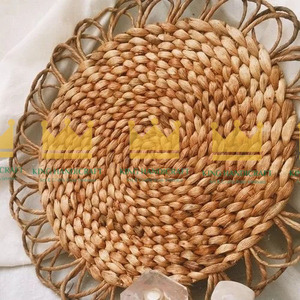 Manteles individuales bohemios de flores naturales hechos a mano redondos para mesa de comedor, manteles individuales de mimbre de jacinto de agua, manteles individuales de paja - Product Image 2