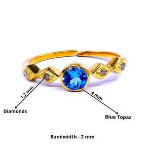 Shining Sterling Silver 925 <b>Blue</b> Topaz Gemstone Vintage Style Fashion Finger Adjustable Classic Diamond Ring - Product Image 2