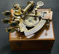 Bouée de navigation en laiton antique avec tuyau et boussole, objet de collection maritime de luxe durable avec coffret en bois pour décoration de bateau, cadeau