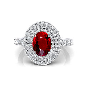 Bagues de fiançailles de mariée fines en or massif 18 carats ornées de pierres précieuses rubis de naissance de juillet naturel et de diamants pavés véritables OEM en vrac - Product Image 5